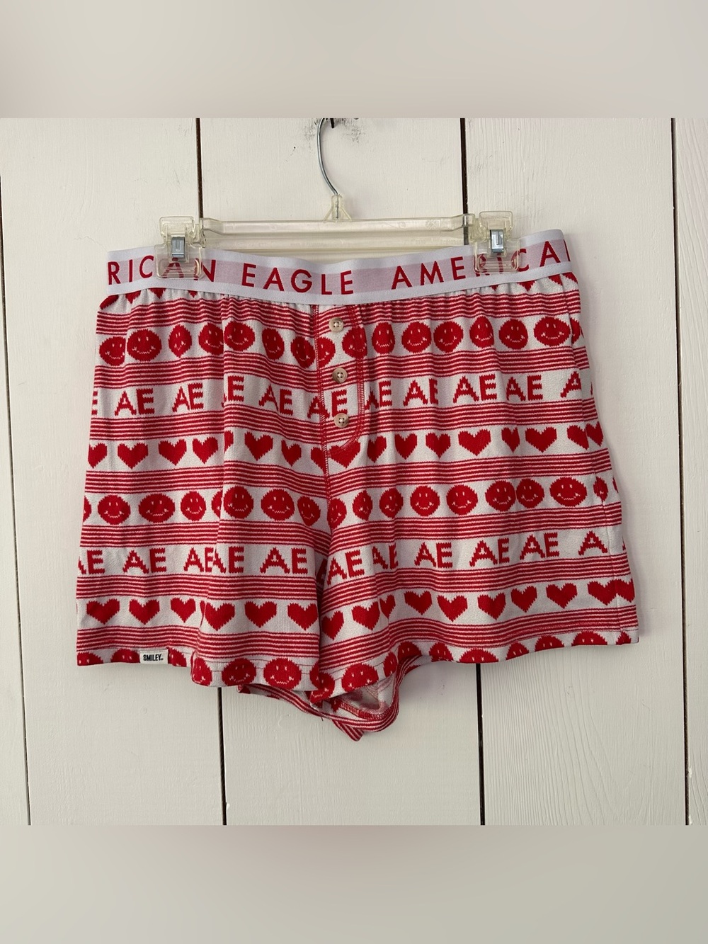 American Eagle Heart Plush PJ Sleep Lounge Short Bottoms Sz L